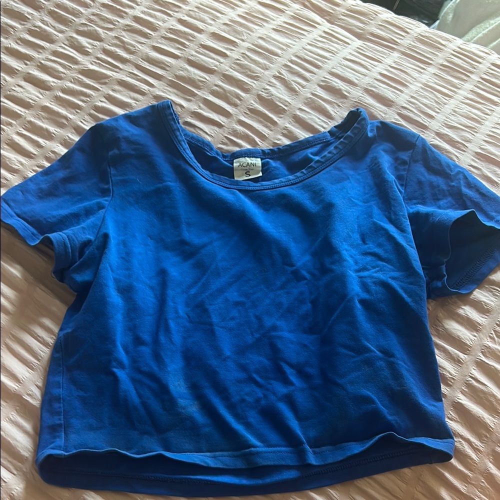 Blue Cropped Shirt